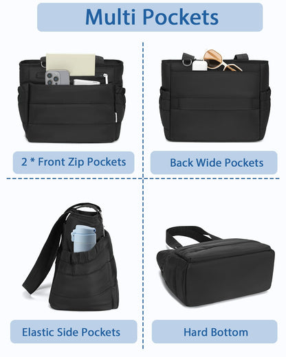 Lunch Box Tote Bag - Versatile Soft Insulated Lunchbox for Women - Lightweight Stylish Simple Lunch Pail Reusable Large Cooler Bag for Adults Work Office Camping Picnic Travel Outdoor Trips Black 10L