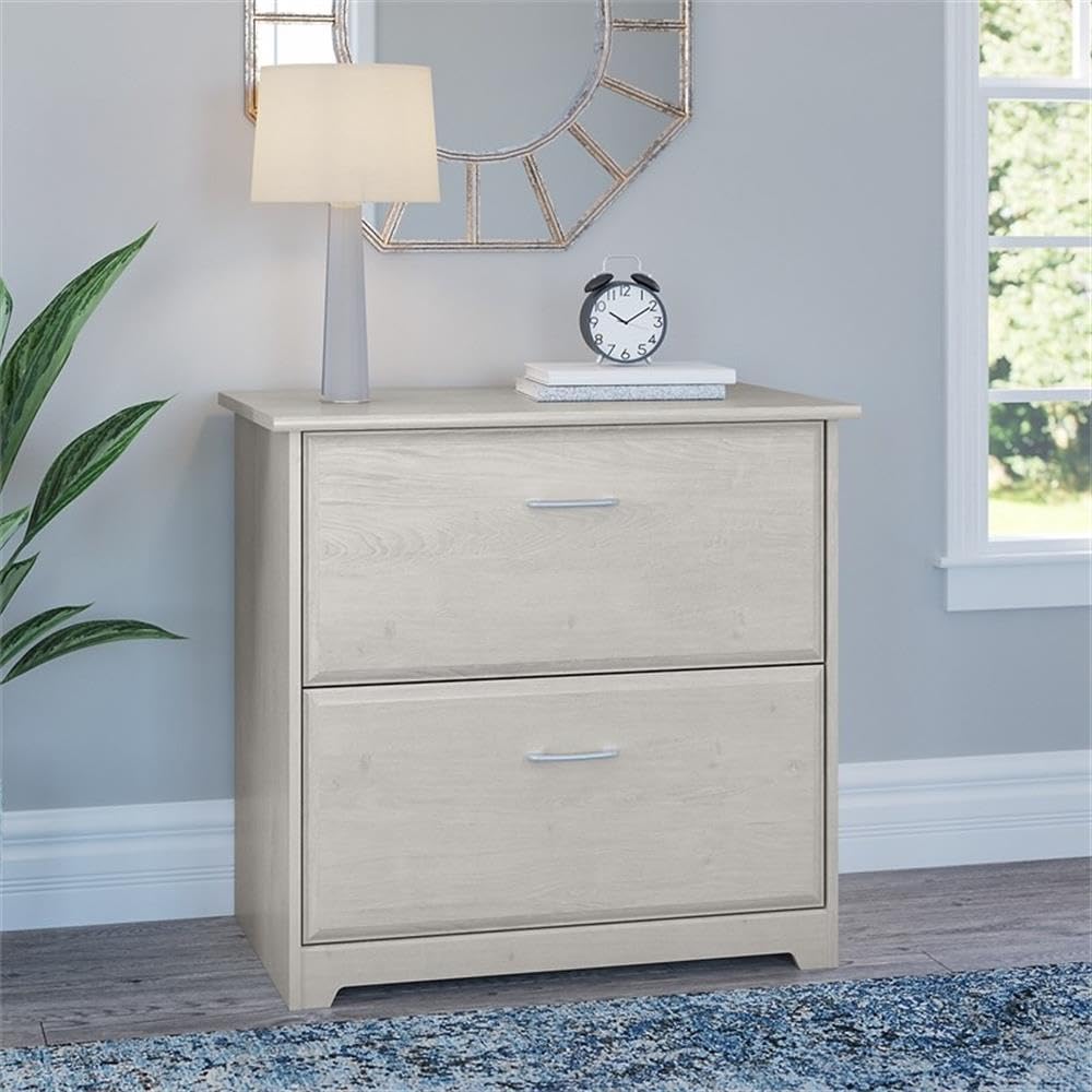 UrbanPro 2 Drawer Lateral File Cabinet, Linen White Oak Finish, Engineered Wood, 32W x 20D x 30H, Full-Extension Ball Bearing Slides, Accepts Letter Legal A4 Files, Traditional Home Office Filing