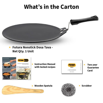 HAWKINS Futura 28 cm Dosa Tava, Non Stick Dosa Tawa, Induction Dosa Tawa, Black (INDT28)