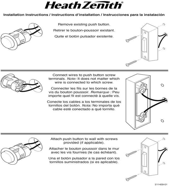 Heath/Zenith SL-7366-02 Wireless Plug-In Door Chime Kit with Molded Plastic Cover, White