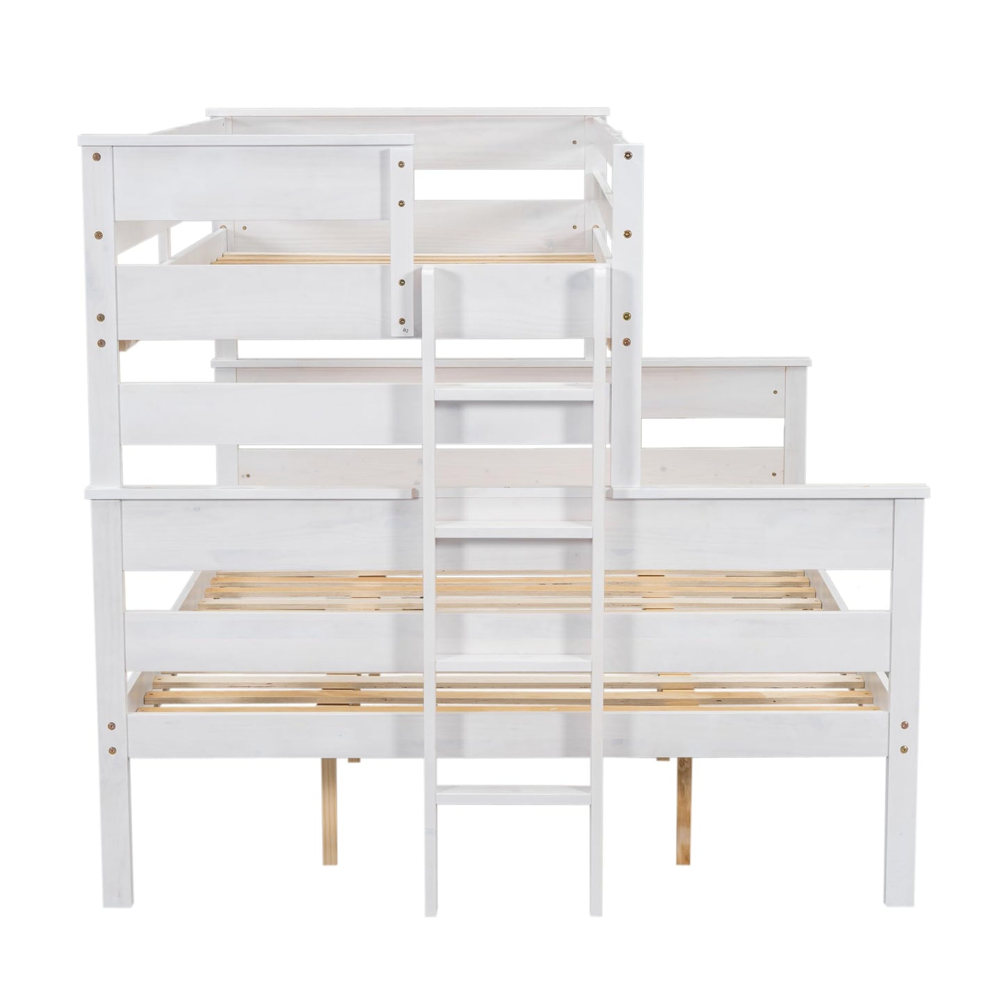 Acosure Solid Wood Twin XL Over Queen Bunk Bed with Ladder and Slat Support,Bedroom Detachable Bed Frame w/Easy Assembly & No Box Spring Required,for Kid Adult Boy Girl Teen,White