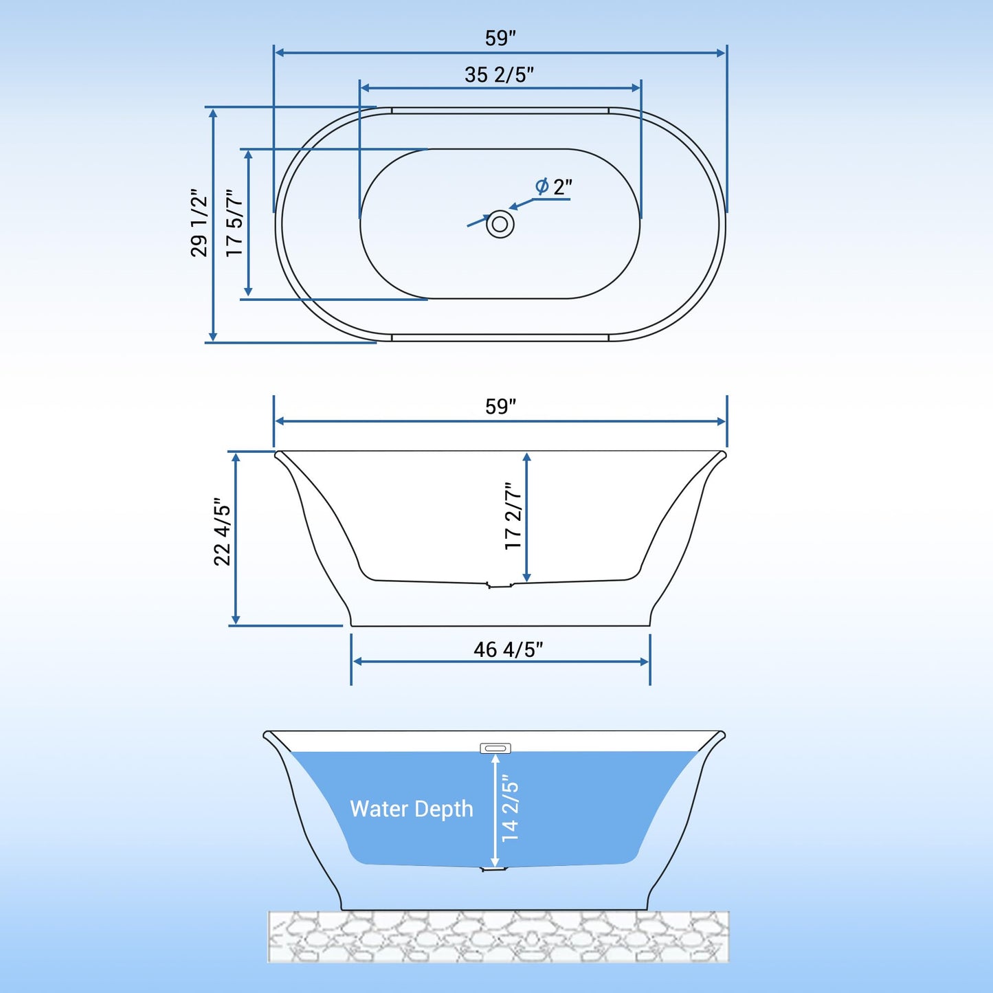 GarveeLife 59 Inch Freestanding Bath Tub Acrylic Oval Soaking Tub – Extra Large Freestanding Bathtub for Modern Bathroom Remodel, Integrated Overflow, Glossy White Finish