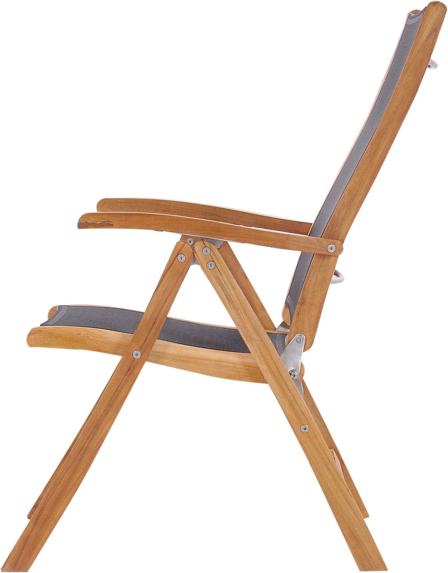 CHIC TEAK Teak Wood California Reclining Chair with Black Batyline Sling, Made from Solid A-Grade Teak Wood and Batyline