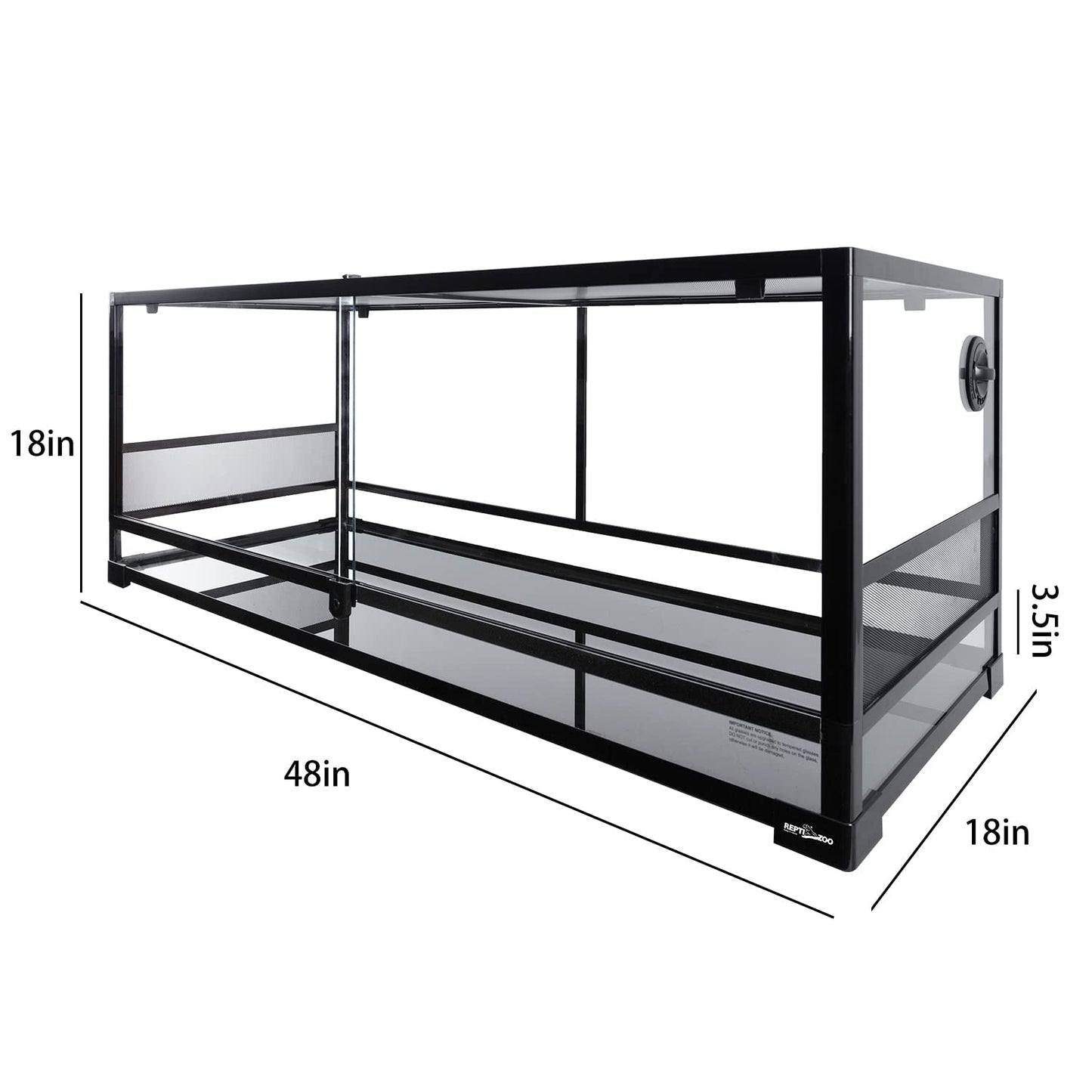 REPTI ZOO Reptile Tempered Glass Extra-Long Terrarium Habitats 48" x 18" x 18" Reptile Amphibians Large Enclosure for Snake/Bearded Dragon/Lizard ect.