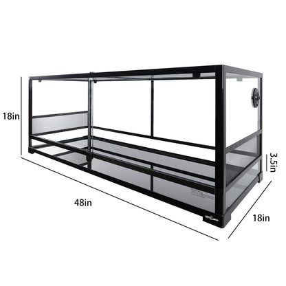 REPTI ZOO Reptile Tempered Glass Extra-Long Terrarium Habitats 48" x 18" x 18" Reptile Amphibians Large Enclosure for Snake/Bearded Dragon/Lizard ect.