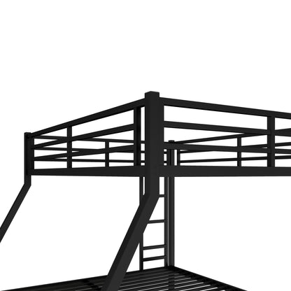Bellemave Queen Over King Bunk Bed with 2-Side Ladders & Guardrail, Heavy Duty Metal Bunk Bed Frame with Under-Bed Storage, Queen Over King Bunk Beds for Adults, Teens, Kids, Black