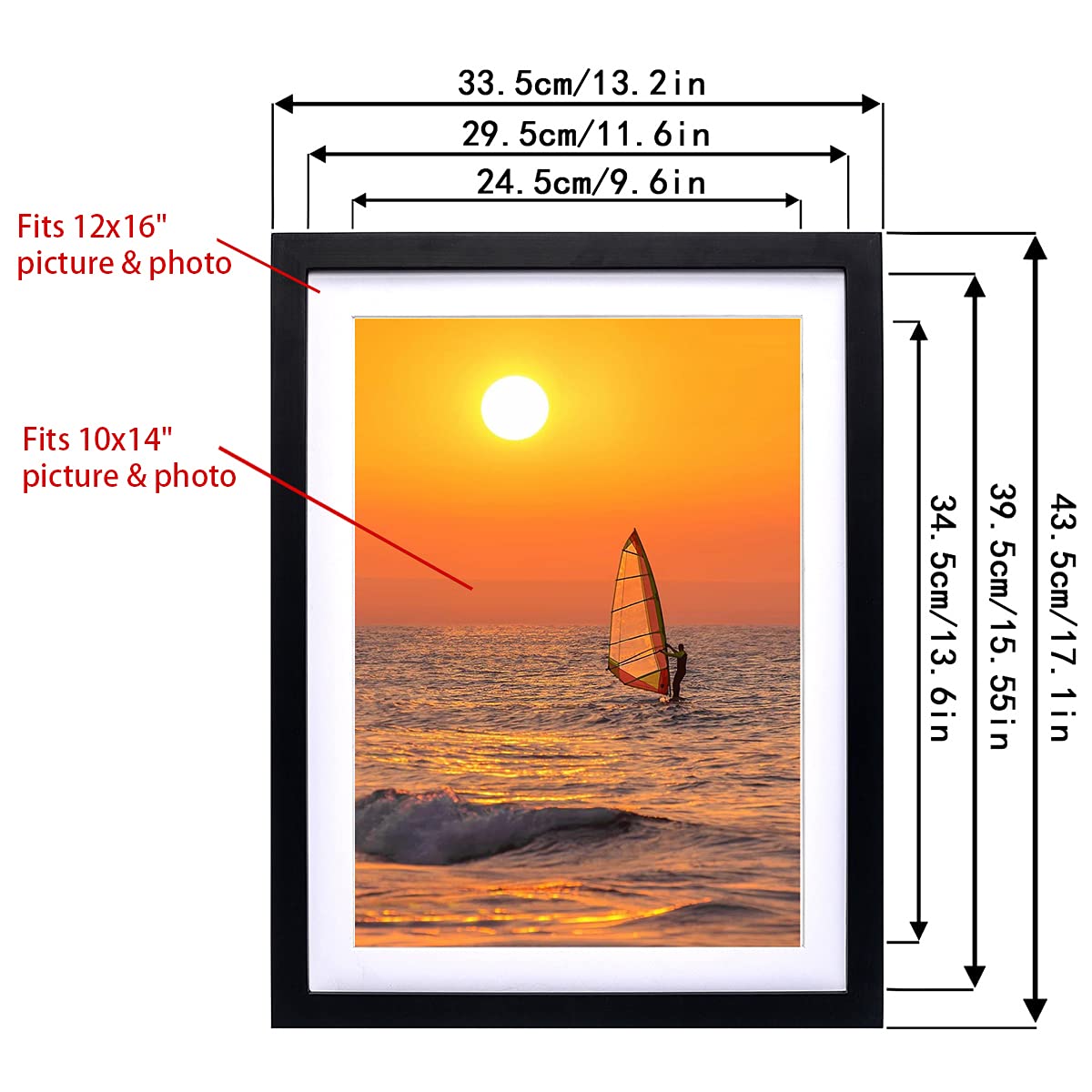 ZZFQXZ 12x16 Frames for Diamond Painting 30x40cm Diamond Art Frame Display Picture 10x14inch/25x35cm with Mat, 12x16inch/30x40cm Solid Wood Frame Black (ZK002