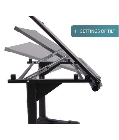 Stand Up Desk Store Adjustable Height and Angle Drafting Table Drawing Desk with Large Surface (Black Frame/Black Top, 40" W X 26" D)