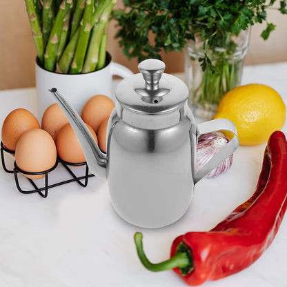 Amosfun Stainless Steel Oil Pot with Filter Strainer 14Oz Cooking Oil Container for Grease Storage and Used Collection with Anti-Scald Handle Kitchen Dispenser