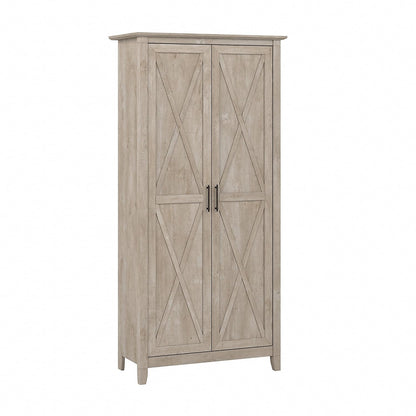 Bush Home Key West Tall Storage Cabinet with Doors in Washed Gray