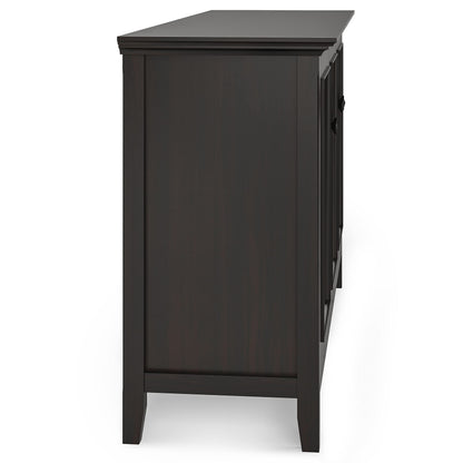 SIMPLIHOME Amherst 60-inch Wide Solid Wood 3-Door Storage Cabinet in Hickory Brown, Transitional-Style Buffet Sideboard for Living Room, Dining Room or Entryway