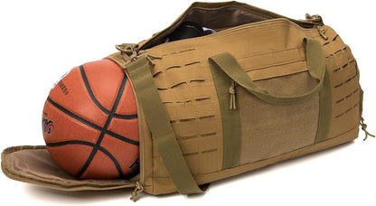 QT&QY 40L Military Tactical Duffle Bag For Men Sport Gym Fitness Tote Travel Training Workout With Shoe Compartment Basketball Football Weekender