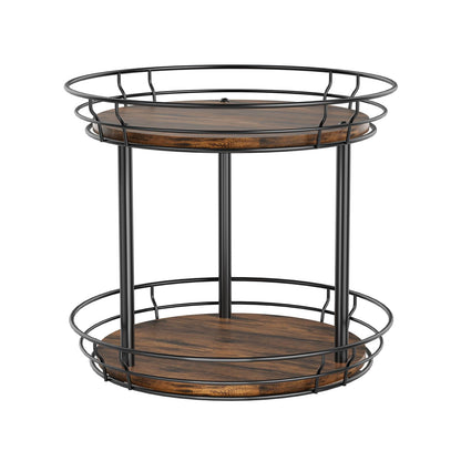 LAMU 10'' Lazy Susan Turntable Organizer, 2 Tier Round Rotating Spice Rack Organization for Kitchen Cabinet and Countertop, Wooden Lazy Susan for Table Top, Pantry, Bathroom, Vanity, Home Decor