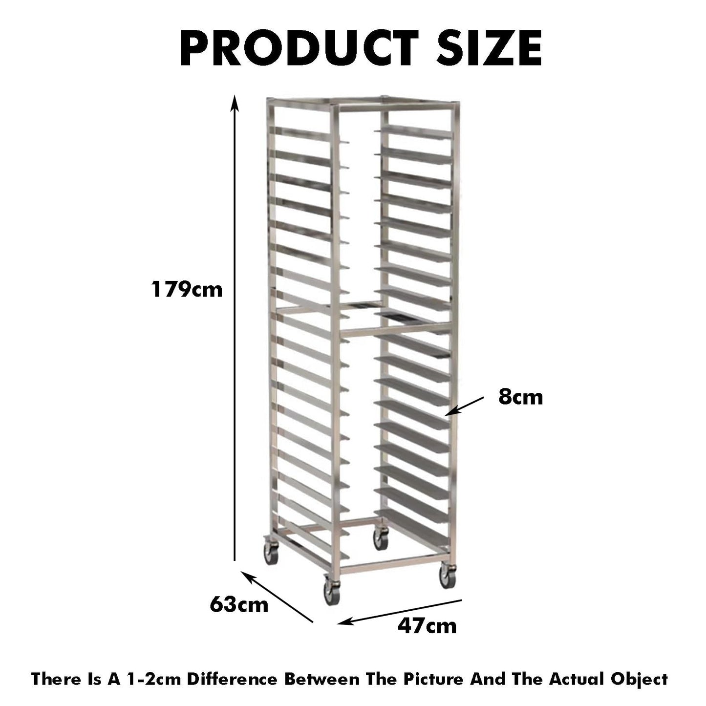 GenSDH 18-Tier Aluminum Bakery Rack with Wheels, Commercial Cooling Trolley for Full & Half-Size Pans, Heavy-Duty for Efficient Baking and Storage