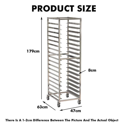 GenSDH 18-Tier Aluminum Bakery Rack with Wheels, Commercial Cooling Trolley for Full & Half-Size Pans, Heavy-Duty for Efficient Baking and Storage