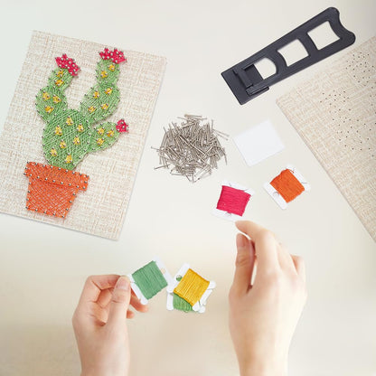 WEBEEDY DIY String Art Kit for Adults Beginners, DIY Cactus Nail String Craft Kit, Include All Necessary Accessories and Frame, Creative Craft Kits Home Wall Decorations Unique Gift
