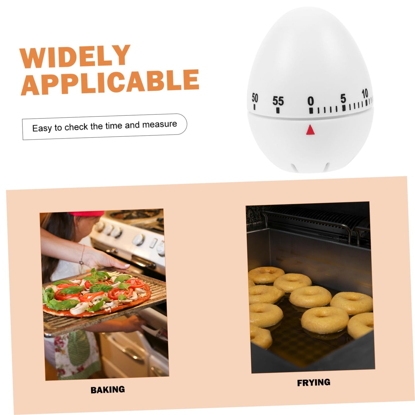 VOSAREA Egg Shape Mechanical Rotate Timer White Kitchen Countdown Timer Manual Cooking for Home and Classroom Activities for Baking Frying