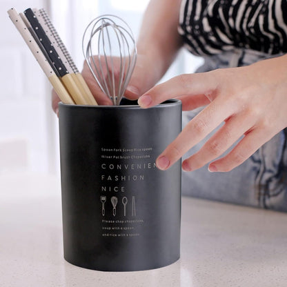Kitchen Utensil Holder, Black Stainless Steel 3.9x5.1in Spoon Holder with Drainage Holes for Kitchen Counter
