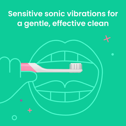 Quip Sonic Toothbrush for Kids with Timer - Includes Extra Brush Head and Travel Cover Mount - Electric, Soft Bristle Refill Head, Rubber Handle, 3 Month Battery Life - Travel Toothbrush - Blue