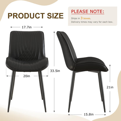 VECELO Dining Chairs Set of 6, Modern Upholstered Faux Leather Cushion Seat and Metal Legs for Kitchen, Living Room, Black