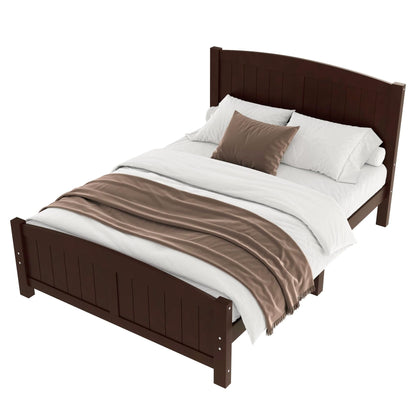 KEIKI Solid Pine Wood Full Size Bed Frame, Full Bed Platform with Headboard and Footboard, Solid Wood Slat Support, No Box Spring Needed, Modern Style Bedframe, Easy Assembly, Noise Free