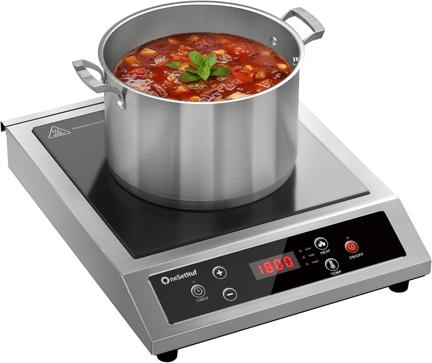 Stainless Steel Induction Cooktop, Professional-Grade Induction Cooker with Precise Temperature Control,Portable Countertop Burner with UL Certified, 10 Hours Timer Powerful 1800W Hot Plate