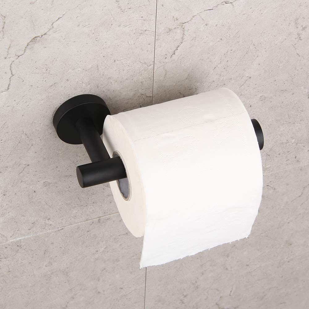 GERZ Bathroom Toilet Paper Holder, SUS 304 Stainless Steel Matte Black Wall Mount Tissue Roll Holder