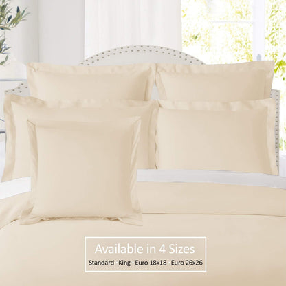 Nestl Cream Soft Pillow Shams Set of 2 - Double Brushed Microfiber Pillow Covers with 1.5” Decorative Flange, Standard
