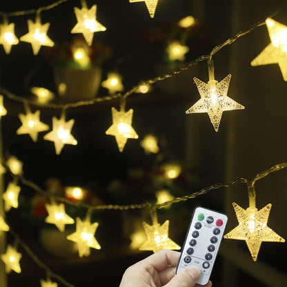 50 25 8 Star String Lights LED ft Waterproof Christmas Fairy Lights Modes Star Twinkle Fairy Lights Battery Operated