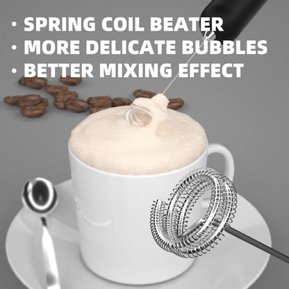Handheld Milk Frother, Electric Whisk Drink Mixer for Coffee, Lattes, Cappuccino, Cold Foam - Black