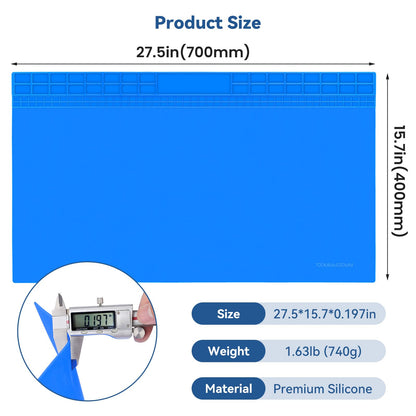 Extra Large Soldering Mat, 932°F Heat Resistant Silicone Solder Mat, Large Repair Workbench Pad for Electronics Phone Watch Laptop Repair, BGA Soldering Iron, 27.6''x15.7''