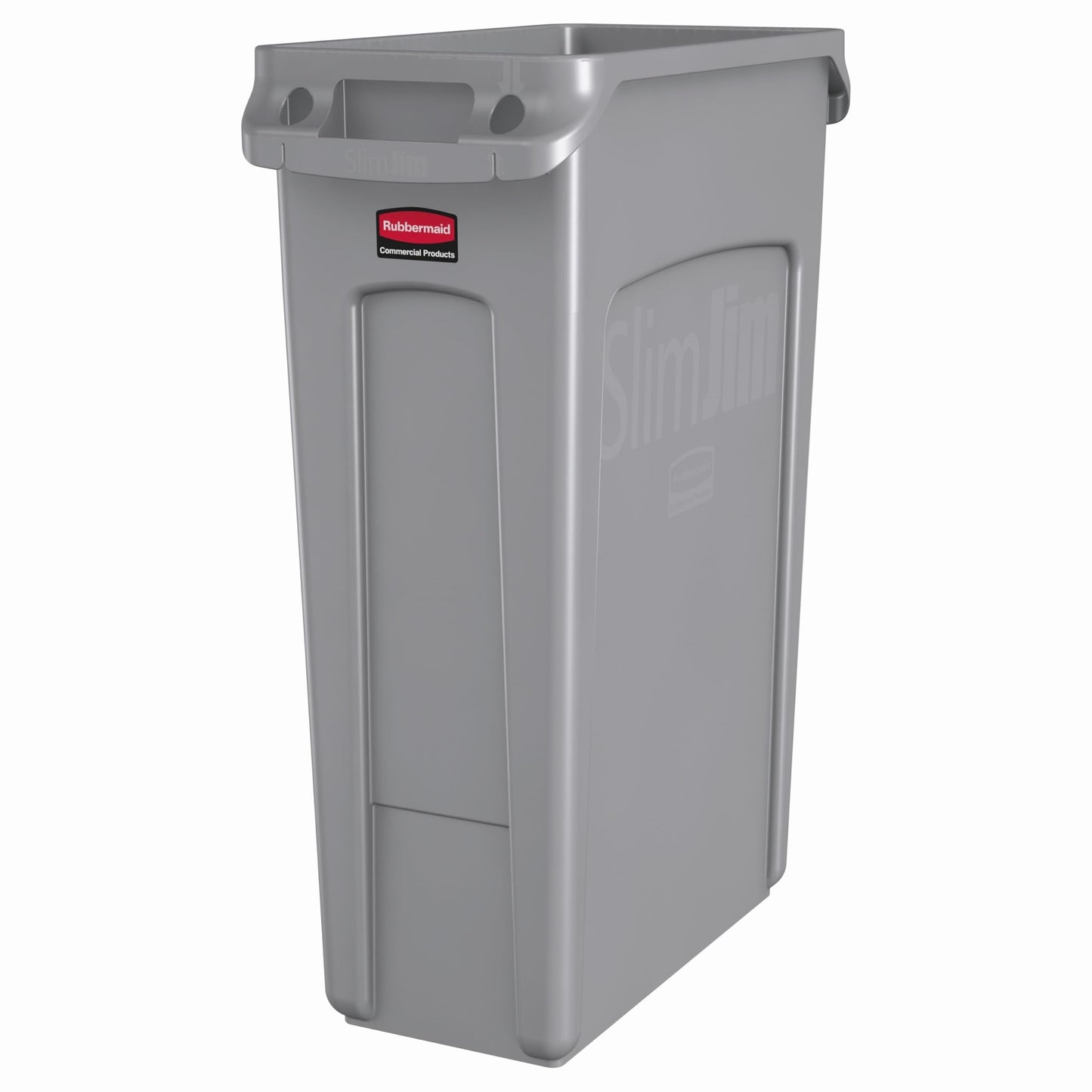 Rubbermaid Commercial Products Slim Jim Plastic Rectangular Trash/Garbage Can with Venting Channels, 23 Gallon, Gray