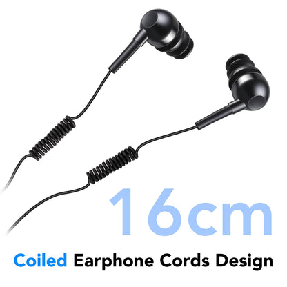 AGPTEK IPX8 Waterproof in-Ear Earphones, Coiled Cable Swimming Earbuds with Stereo Audio Extension Cable, Wired,Black