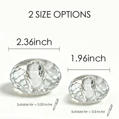 Jeejunye Crystal Pen Holder 2 Pack, 2.36 Inch Single Hole Pen Stand, Light Refracting Desktop Organizer for Fountain Pen, Makeup Brush, Wedding Guest Book, Home Office Desk Decor