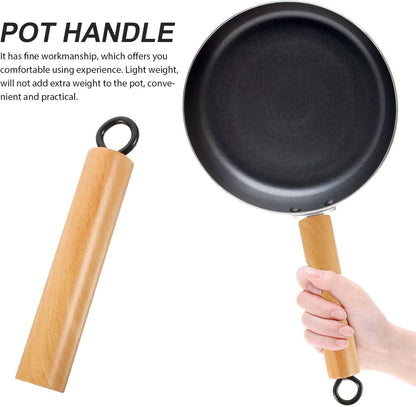 HEMOTON 2pcs Wooden Pot Handle, Universal Detachable Grip Replacement for Wok Frying Pan, Khaki