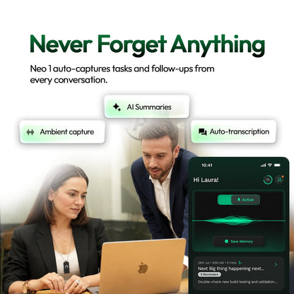 neosapien Neo 1 AI Wearable Assistant – Capture Meetings, Conversations & Ideas with AI Summaries, Action Items, Notes & Reminders - Copper