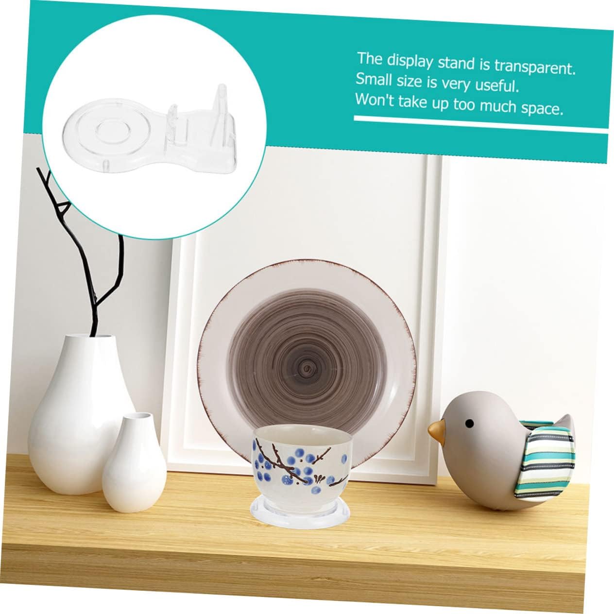 Alipis 2pcs Acrylic Plate Display Stand, China Dish Shape