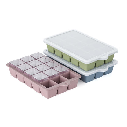 Silicone Ice Cube Tray 3 Pack, HANCELANT Ice Cube Mold, Ice Trays for Freezer with Lid for Whiskey, Baby Food, BPA Free, Easy Release
