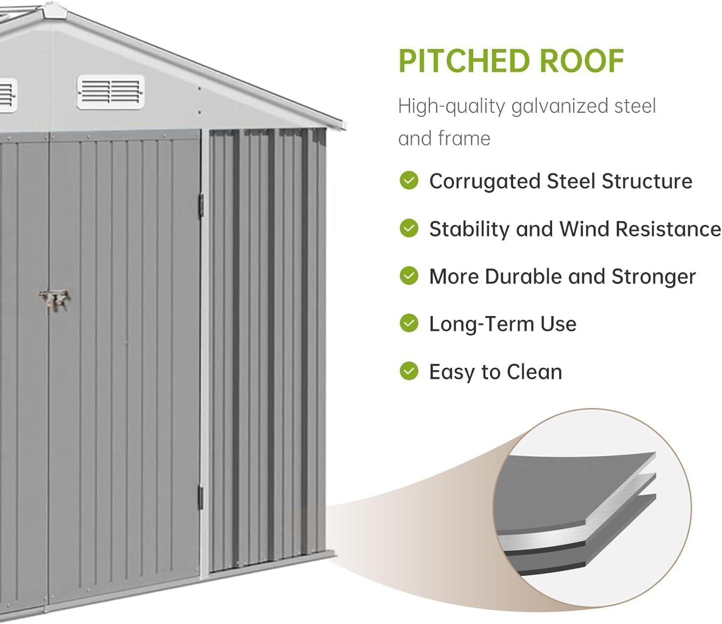 12x10 FT Outdoor Storage Shed, Large Metal Garden Storage Shed with Sloped Roof, Lockable Door, Durable Steel Tool Shed for Lawn Equipment, Backyard, Patio, Yard Organizer, Grey
