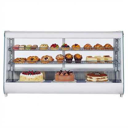 Garvee Commercial Refrigerated Display Case 8.1 Cu.Ft. Countertop Pastry Display, Air Cooling with Automatic Defrost & LED Lighting, Rear Sliding Door for Cakes, Desserts in Bakery or Cafe