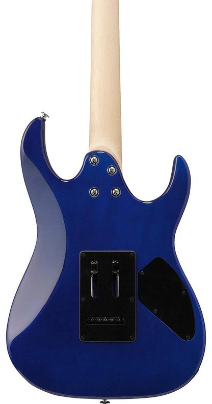 Ibanez GRX70QAL RG Gio Electric Guitar, Left Handed - Transparent Blue Burst Bundle with Amplifier, Gig Bag, Tuner, Cable, Picks, Austin Bazaar Instructional DVD, and Polishing Cloth