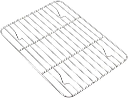 Baking Sheet with Rack Set, Stainless Steel Cookie Sheet and Cooling Rack, 10.5 Inch x 8 Inch x 1 Inch