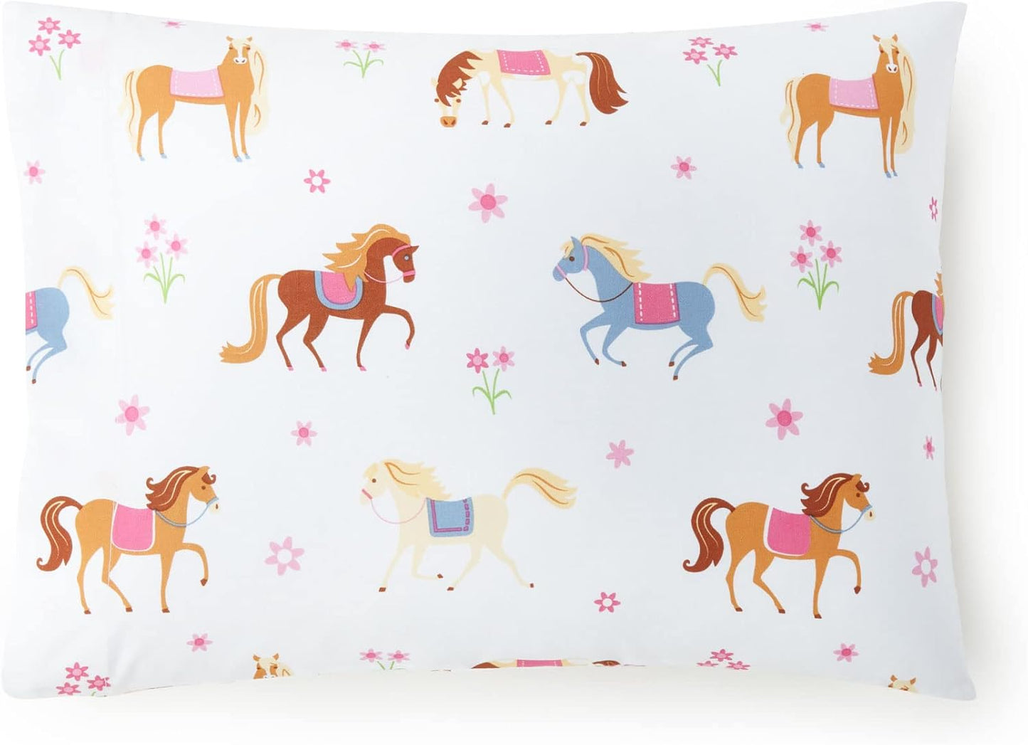 Wildkin 100% Cotton Kids Pillowcase - Soft, Breathable Standard Size (20x30) - Horses
