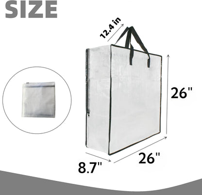 Skiennix 5 Pack Moving Bags - Clear Storage Bags with Handles & Zippers for Organizing Bedding, Toys & More