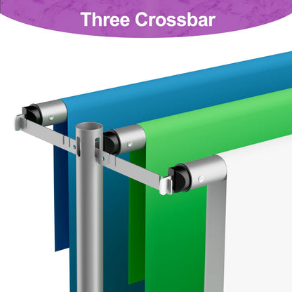 10x10 Triple Crossbar Pipe and Drape Stand Kit, Heavy Duty Backdrop Stand Adjustable, Sturdy Metal Back Drop Decoration Frame with Flat Base for Parties, Flower Wall, Wedding,Trade Shows, Photo Shoot