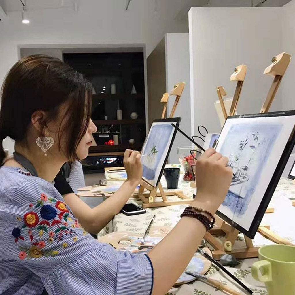 ERoomQ Artist Easel Stand Wood Painting Stand Painting Easel Portable Adjustable Desktop Easel Display Stand Children's Easel with 8K Color Board Easels for Display (Blue)