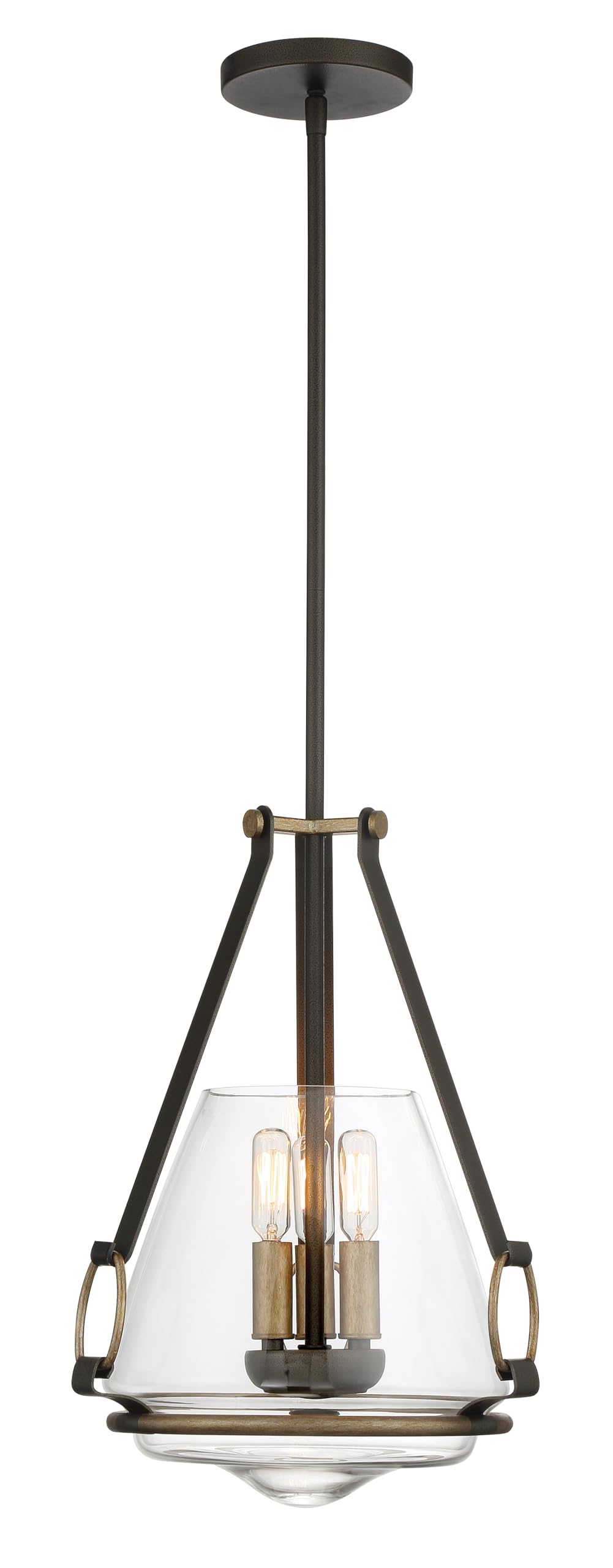 Minka Lavery 3903-107 Eden Valley Convertible Pendant to Semi-Flush, 3-Light, 180 Total Watts, 12.38-in H x 18.13-in W, Smoked Iron with Aged Gold