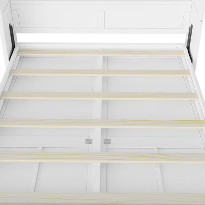 Full Murphy Bed Space-Saving Wall Bed, can be Folded into a Cabinet Bed for Multipurpose Guest Room or Home Office, White