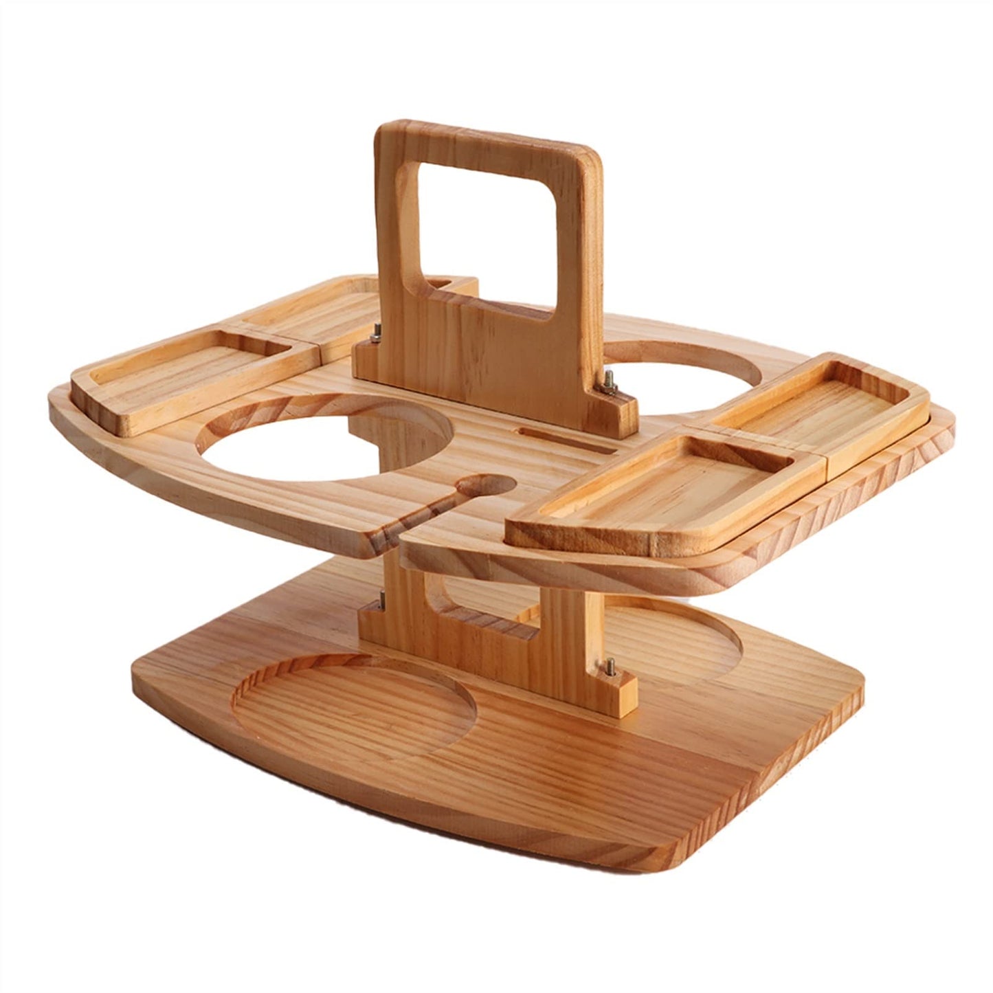 Lightweight Garden Wooden Picnic Table Outdoor Camping Party with Glass Holder Furniture Beach Barbecue Snack Tray Camping Accessories