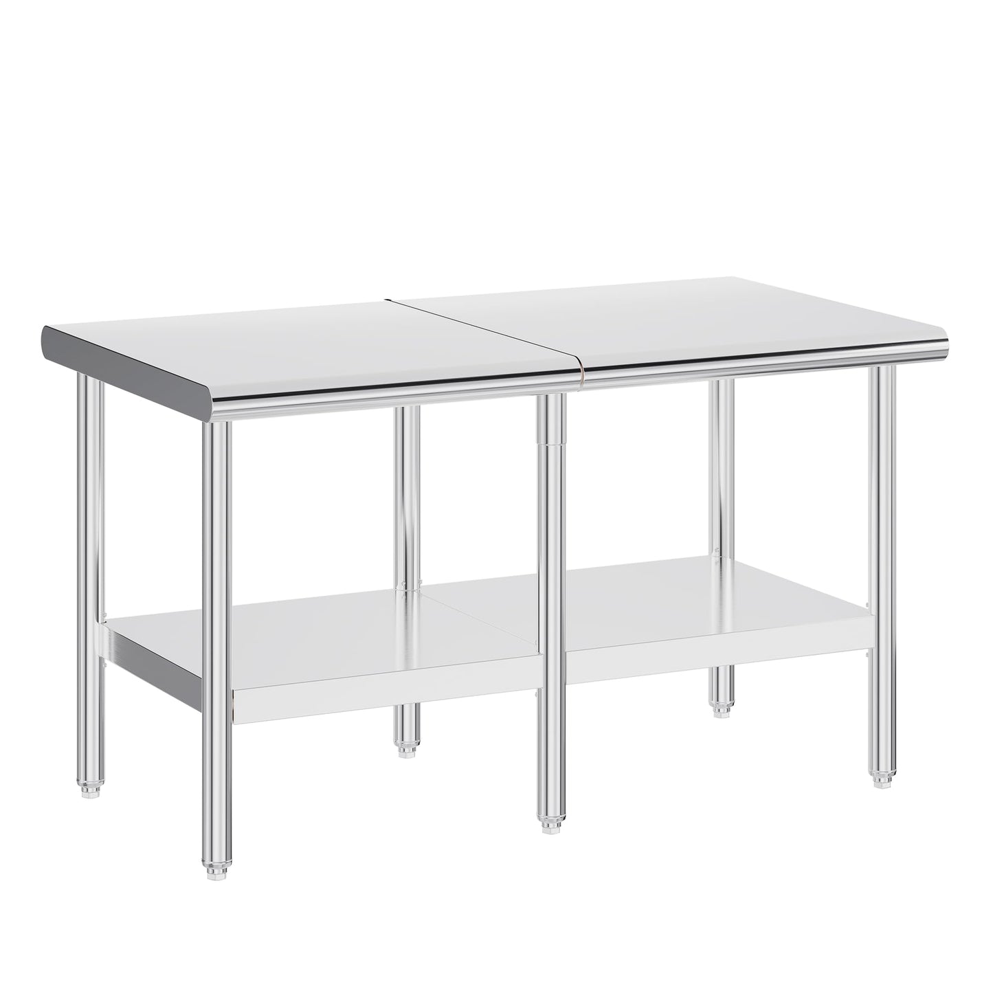Jocisland 30" x 60" Stainless Steel Table for Prep & Work, Food-Grade Stainless Steel Adjustable Under Shelf and Feet, for Commercial Kitchen, Restaurant, Hotel, Garage